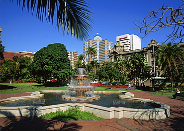 Fountain in small park near City Hall, Durban, Natal, South Africa, Africa