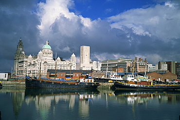 Docks and Liver building, Liverpool, Merseyside, England, United Kingdom, Europe