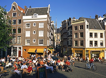 Al fresco cafe scene, Amsterdam, Holland, Europe