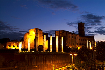 Italy, Rome, Forum at dusk