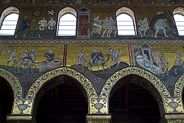 Italy, Sicily, Palermo, Monreale Cathedral interior and mosaic