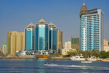 Sharjah Creek skyline, Sharjah, United Arab Emirates (U.A.E.), Middle East