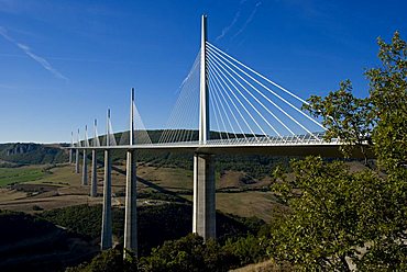 Suspension bridge, Millau, Aveyron, Massif Central, France, Europe