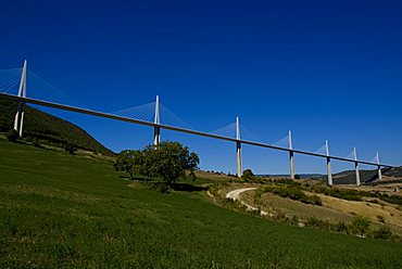 Suspension bridge, Millau, Aveyron, Massif Central, France, Europe