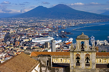 Cityscape with Certosa di San Martino and Mount Vesuvius  Naples, Campania, Italy, Europe