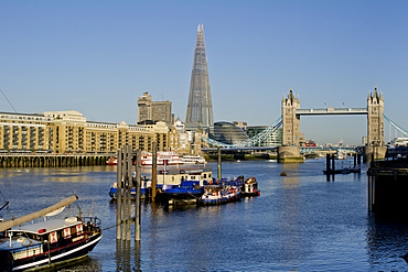 Shard with Tower Bridge, London, England, United Kingdom, Europe