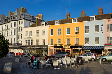 Outdoor cafe and typical terrace in centre of Margate, Kent, England, United Kingdom, Europe