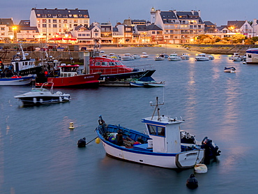 Quiberon port at dusk, Morbihan, Brittany, France, Europe