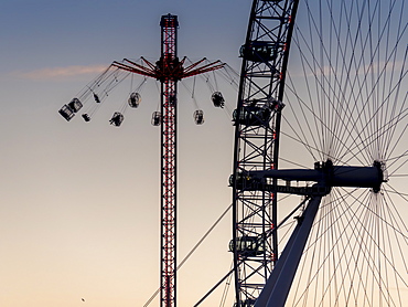 Millennium Wheel (London Eye) and Starflyer, South Bank, London, England, United Kingdom, Europe