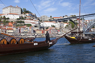 River Douro and port barges, Porto, Portugal, Europe