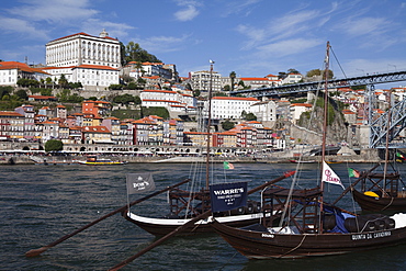 River Douro and port barges, Porto, Portugal, Europe