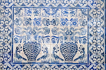 Medieval tilework Evora University, Evora, Alentejo, Portugal, Europe