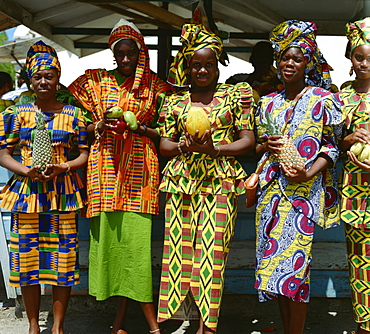 Women in traditional dress, Barbados, West Indies, Caribbean, Central America