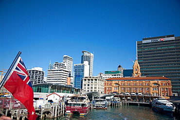 View of Ferry Building, Auckland, North Island, New Zealand, Pacific