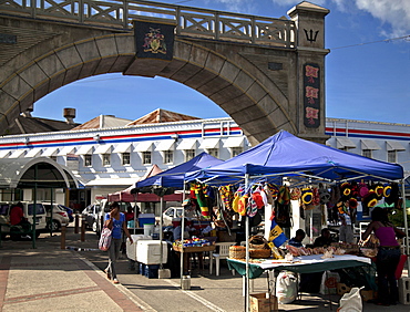 Craft market underneath Chamberlain Bridge, Bridgetown, Barbados, West Indies, Caribbean, Central America