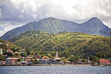 View of Saint-Pierre showing Mount Pelee in background, Fort-de-France, Martinique, Lesser Antilles, West Indies, Caribbean, Central America