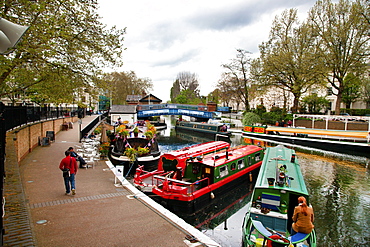 View along the Grand Union Canal, Little Venice, Maida Vale, London, England, United Kingdom, Europe