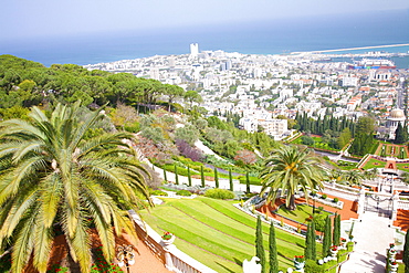 View of Haifa from the top of Mount Carmel showing the Port of Haifa, Haifa, Israel, Middle East