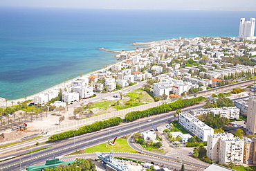 Aerial view of Haifa Bay and surroundings, Haifa, Israel, Middle East