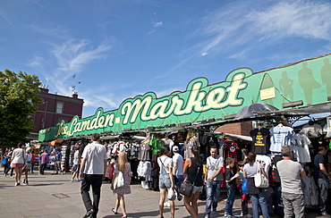 Tourists and shoppers at Camden Town Market, London, England, United Kingdom, Europe