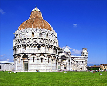 The Baptistery in the Piazza del Duomo in the city of Pisa, UNESCO World Heritage Site, Tuscany, Italy, Europe