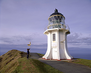 Exterior of the lighthouse, installed in 1941, moved from Cape Maria van Diemen, Cape Reinga, Northland, North Island, New Zealand, Pacific