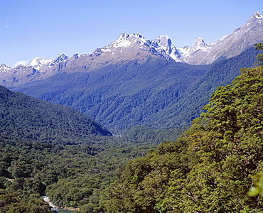 Routeburn Track, Hollyford Valley, Pops view towards Humbolt mountains, Milford Road World Heritage Highway, Fiordland National Park, South Island, New Zealand, Pacific