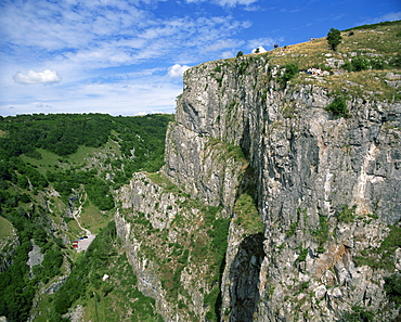 Cheddar Gorge tourist attraction, limestone rock formations, Somerset, England, United Kingdom, Europe