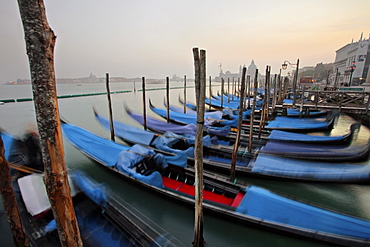 Gondolas from Riva degli Schiavoni to Santa Maria della Salute church, Grand Canale, Venice, UNESCO World Heritage Site, Veneto, Italy, Europe