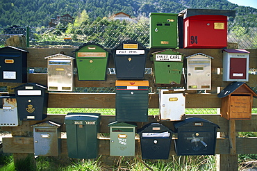 Post boxes, La Malana district, Andorra, Europe