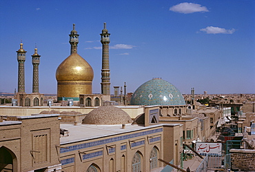 Domes and minarets of the Qom Mosque, Iran, Middle East