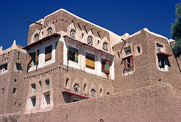 Typically decorated house of mud, Sadah, Yemen, Middle East