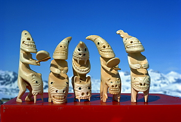 Tuqilaks, statues carved from whale teeth, at Angmagssalik, Greenland, Polar Regions