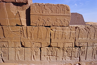 Heiroglyphic carvings, Bajrawiya, the Pyramids of Meroe, Sudan, Africa