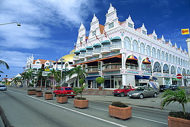 Modern shopping centre in Dutch colonial style, Oranjestad, Aruba, West Indies, Caribbean, Central America