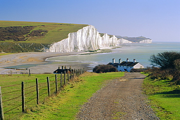 View to the Seven Sisters from Seaford Head, East Sussex, England, UK 