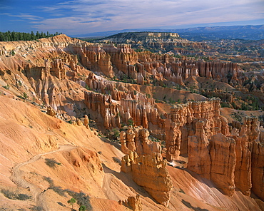 Pinnacles and rock formations caused by erosion, known as the Queens Garden, seen from Sunset Point, in the Bryce Canyon National Park, Utah, United States of America, North America