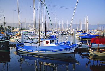 The harbour in the evening, Santa Barbara, California, USA, North America