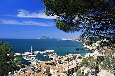 View southwards over marina, Altea, Alicante, Costa Blanca, Spain, Mediterranean, Europe