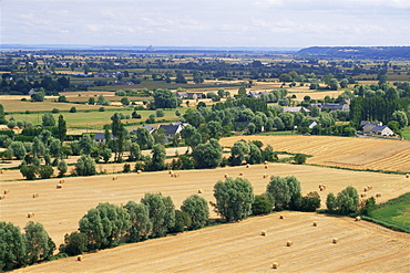 View across fields to Mont St. Michel, Mont-Dol, Ille-et-Vilaine, Brittany, France, Europe