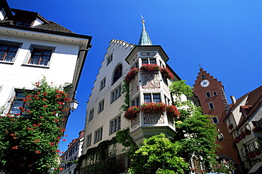 Picturesque corner of the Barenhotel, Meersburg, Baden-Wurttemberg, Germany, Europe