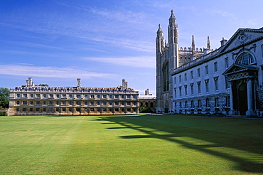 Lawn and chapel, King's College, Cambridge, Cambridgeshire, England, United Kingdom, Europe