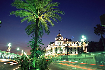 The Promenade des Anglais and Hotel Negresco at night, Nice, Alpes Maritimes, Provence, French Riviera, Mediterranean, France, Europe