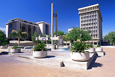 Decorative fountain in El Presidio Park, Tucson, Arizona, United States of America (U.S.A.), North America