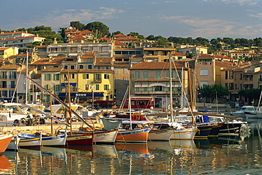 Harbour in the early morning, Cassis, Bouches-du-Rhone, Cote d'Azur, Provence, France, Mediterranean, Europe