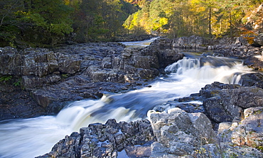 The Linn of Tummel on the River Tummel in autumn, near Pitlochry, Perth and Kinross, Scotland, United Kingdom, Europe