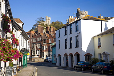 An attractive corner of the High Street, Arundel, West Sussex, England, United Kingdom, Europe