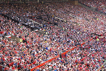 Crowds at English Premiership football match between Manchester United and Fulham, Old Trafford, Manchester, England, United Kingdom, Europe