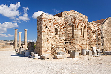 Remains of the Byzantine church of Agios Ioannis on the Acropolis, Lindos, Rhodes, Dodecanese Islands, South Aegean, Greece, Europe