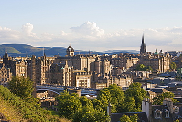 View to the Old Town skyline from Calton Hill, Edinburgh, City of Edinburgh, Scotland, United Kingdom, Europe